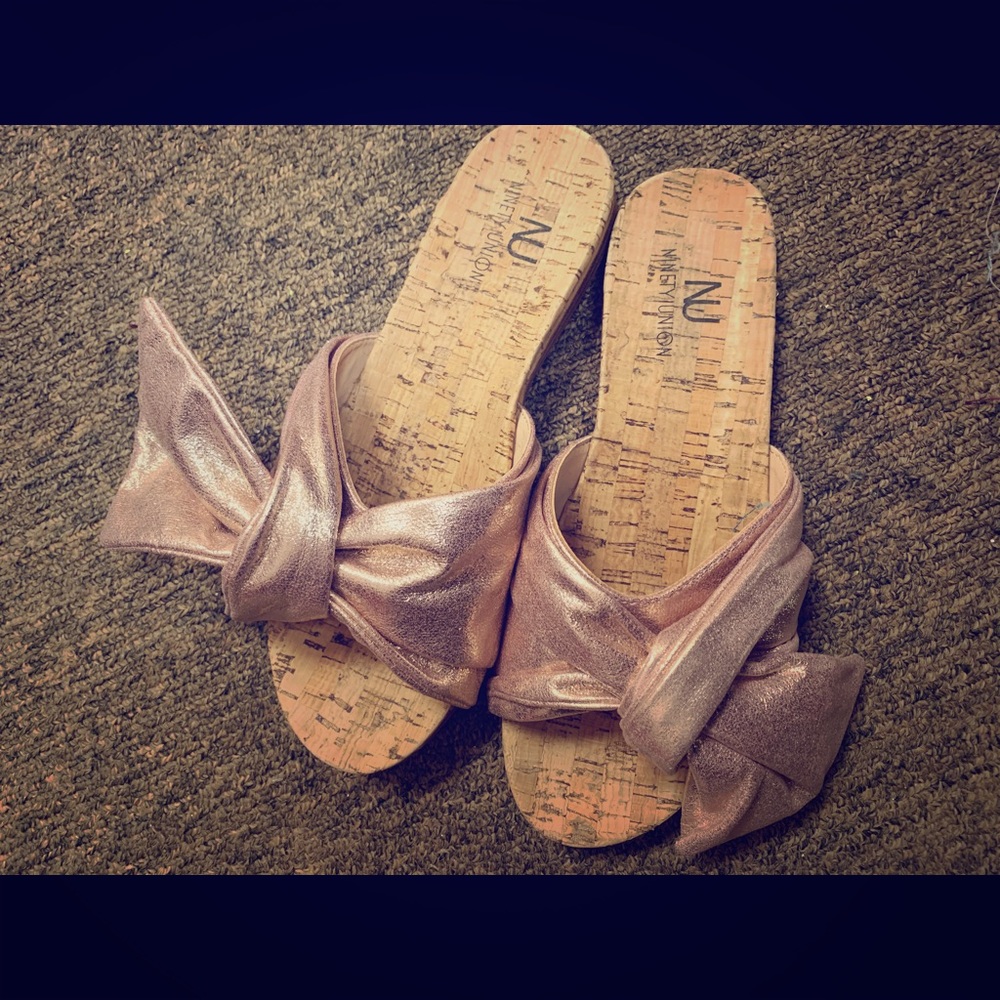 Rise gold mules super comfy